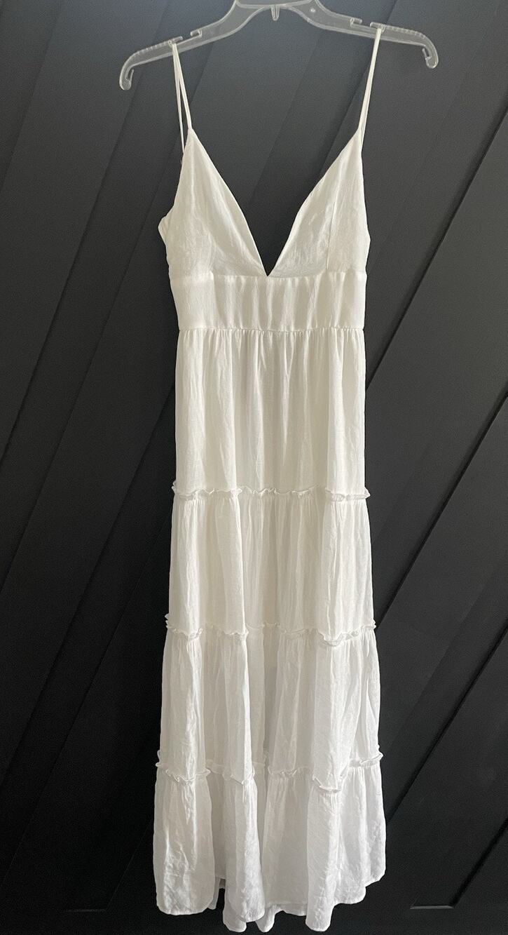 Altar'd State Ruffle Tiered Maxi Dress Women Medium White Bridal Coastal Cowgirl